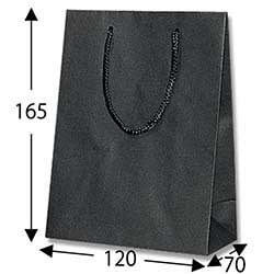 手提げ紙袋（黒 ストライプエンボス・ポリエステル紐・幅120×マチ70×高さ165mm）