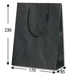 手提げ紙袋（黒 ストライプエンボス・ポリエステル紐・幅170×マチ85×高さ230mm）