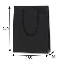 手提げ紙袋（黒 マット・ポリエステル紐・幅185×マチ65×高さ240mm）