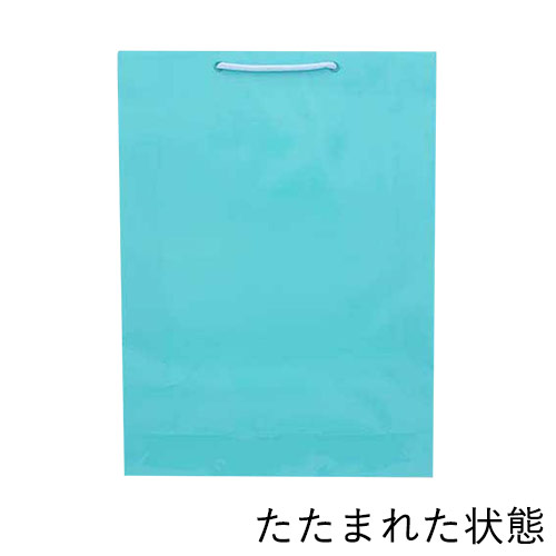 手提げ紙袋（ライトブルー ツヤあり・PP紐・幅330×マチ100×高さ450mm）