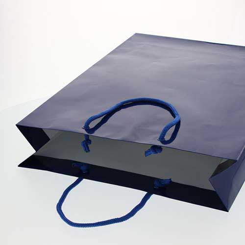 手提げ紙袋（青 ツヤあり・PP紐・幅330×マチ100×高さ450mm）
