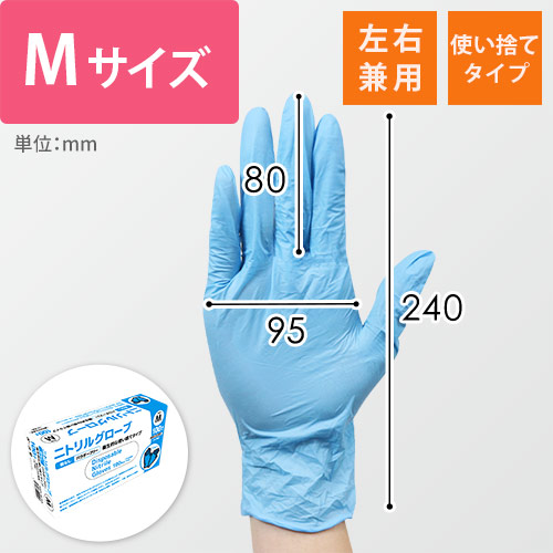 ニトリル手袋（Mサイズ・パウダーフリータイプ） | 梱包材 通販No.1
