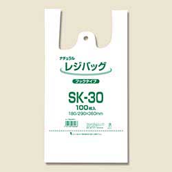 レジ袋 レジバッグ ナチュラル (半透明) フックタイプ SK-30 100枚