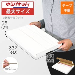 【クロネコゆうパケット・クリックポスト・ゆうパケット】厚さ3cm・テープレスケース（白・A4サイズ）