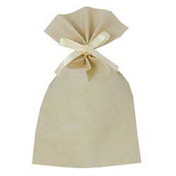 ソフトバッグベーシック2穴リボン巾着 S5 薄 ベージュ