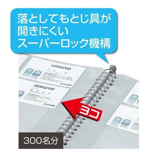 名刺ホルダー差替式　Ａ４縦青３０穴３００名横入４冊