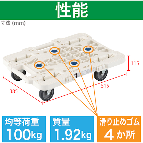 ＴＲＵＳＣＯ ルートバンメッシュタイプ 4輪自在 385×515mm MPK500JW