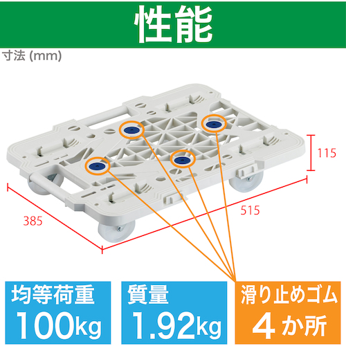 ＴＲＵＳＣＯ ルートバン メッシュタイプ 4輪自在 385×515mm MPK500NJW