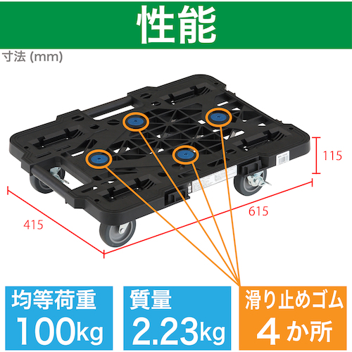 ＴＲＵＳＣＯ ルートバンメッシュタイプ 4輪自在 ストッパー付 415×615mm MPK600JSBK