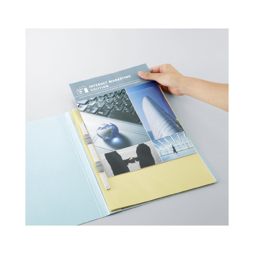 クリヤーブックフラットファイル　Ａ４縦２穴８Ｐ　青