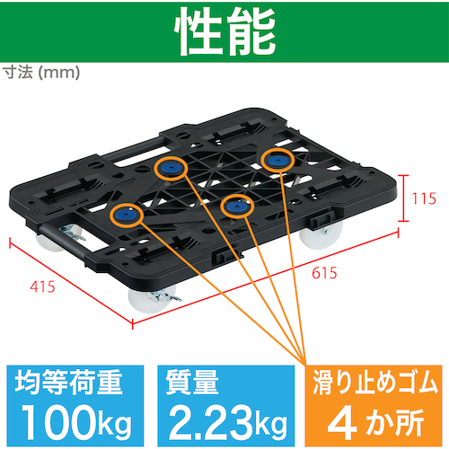 ＴＲＵＳＣＯ ルートバン メッシュタイプ 4輪自在 ストッパー付 415×615mm MPK600NJSBK