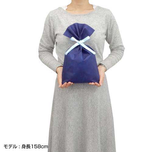 【名入れ印刷・1色】ソフトバッグベーシック2穴リボン巾着 S5 薄 ピーチピンク