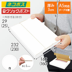 【白色】厚さ3cm・テープレスケース（A5サイズ・ネコポス・クリックポスト）