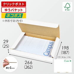 【廃番商品】【FSC認証・白色】厚さ3cm・N式ケース（B5サイズ・クリックポスト・ゆうパケット）