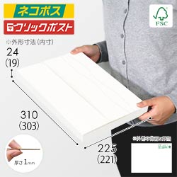 【在庫限り】【FSC認証・白色】厚さ2.5cm・ヤッコ型ケース（A4サイズ・クロネコゆうパケット・クリックポスト）