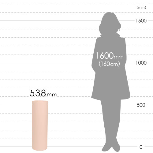 ボーガスペーパー ロール ピンク（538mm×350m・51g/ｍ2・ミシン目入）