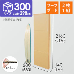 【宅配300サイズ】サーフボード用ダンボール箱（2枚1セット）