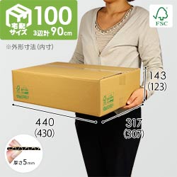 【FSC認証】宅配100サイズ・段ボール箱（定形外郵便最大・国際郵便対応）
