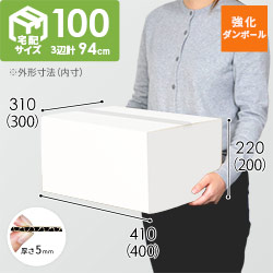 【宅配100サイズ】強化材質 ダンボール箱 （白・KYS-DA006)