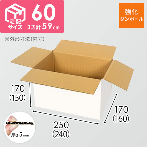 【宅配60サイズ】強化材質 ダンボール箱（白・A5サイズ）