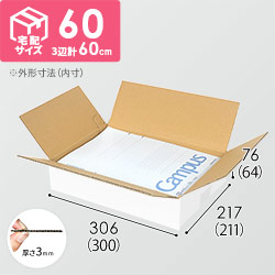 【宅配60サイズ】ダンボール箱（白・A4サイズ）