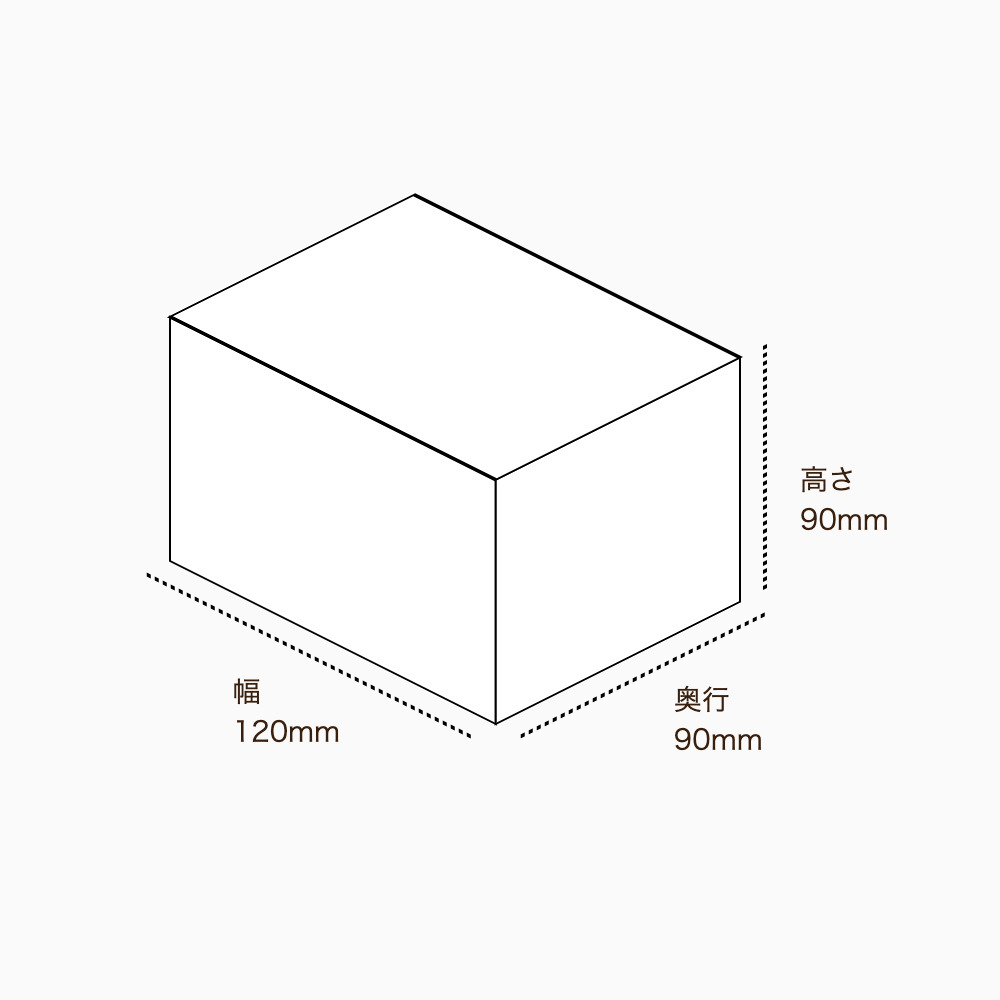 オリジナル印刷パッケージ（キャリー箱・120×90×90mm・コートボール紙 350g・OPニス・10営業日）