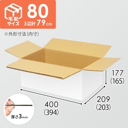 【宅配80サイズ】ダンボール箱（394×203×165mm）3mm B/F 白C5×C5