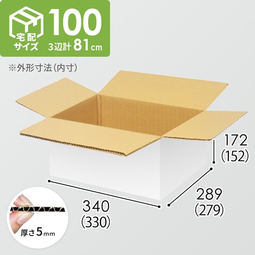 【宅配100サイズ】ダンボール箱（330×279×152mm）5mm A/F 白C5×C5