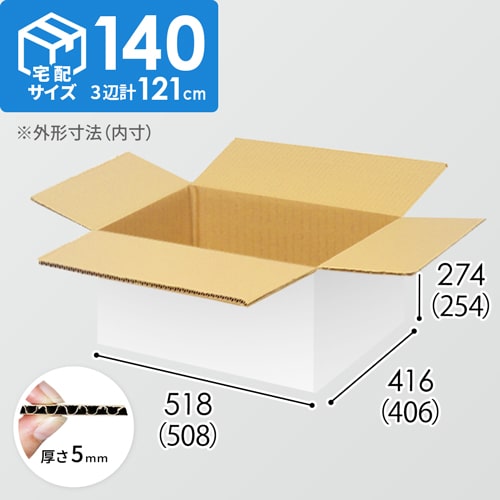 【宅配140サイズ】ダンボール箱（508×406×254mm）5mm A/F 白C5×C5