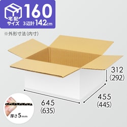 【宅配160サイズ】ダンボール箱（635×445×292mm）5mm A/F 白C5×C5