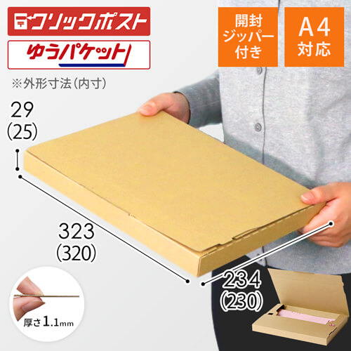 【クリックポスト・ゆうパケット】厚さ3cm・ジッパー付きケース（A4サイズ）