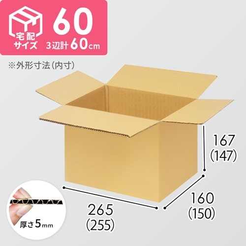 【宅配60サイズ】ダンボール箱（255×150×147mm）5mm A/F K6×強化芯180g×K6