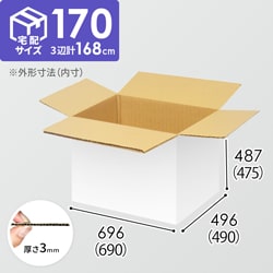 【宅配170サイズ】ダンボール箱（690×490×475mm）3mm B/F 白C5×C5