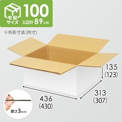 【宅配100サイズ】ダンボール箱（430×307×123mm）3mm B/F 白C5×C5