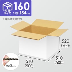 【宅配160サイズ】ダンボール箱（500×500×500mm）5mm A/F 白C5×C5