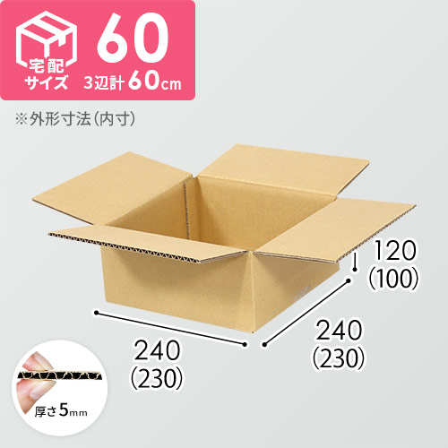 【宅配60サイズ】食品・飲料・酒類向けダンボール箱（230×230×100mm）5mm A/F K6×強化芯180g×K6