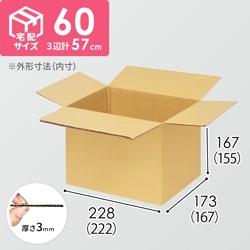 【宅配60サイズ】食品・飲料・酒類向けダンボール箱（222×167×155mm）3mm B/F C5×C5