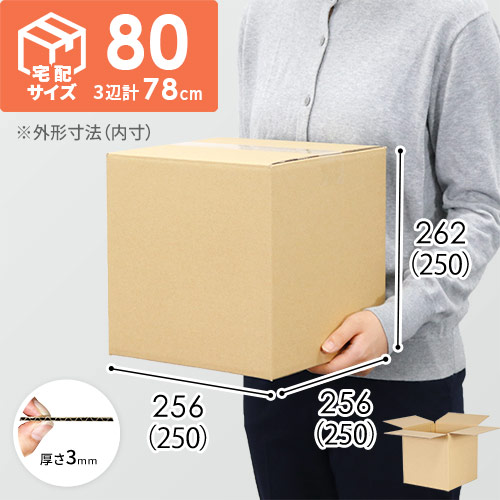 【宅配80サイズ】生活家電、AV機器、PC・周辺機器等向けダンボール箱（250×250×250mm）3mm B/F C120×C120