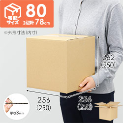 【宅配80サイズ】ダンボール箱（250×250×250mm）3mm B/F C120×C120
