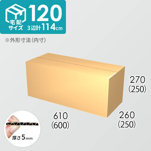 【宅配120サイズ】ダンボール箱(600×250×250) 5mm A/F K6×強化芯180g×K6