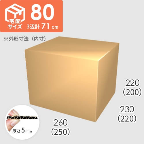 【宅配80サイズ】ダンボール箱(250×220×200) 5mm A/F K5×K5