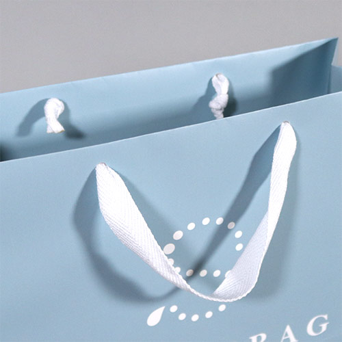 オリジナル印刷紙袋(コート紙・マットPP・幅420×マチ110×高さ320mm・アクリル平紐(オレンジ)・短納期)