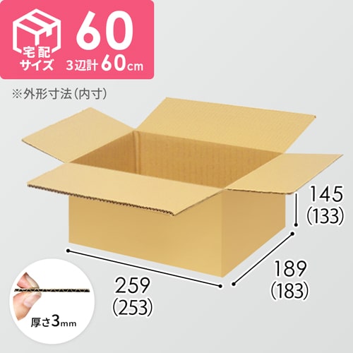 【宅配60サイズ】衣類、服飾雑貨向けダンボール箱（253×183×133mm）3mm B/F C5×C5