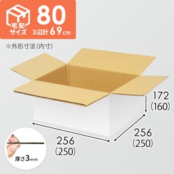 【宅配80サイズ】食品・飲料・酒類向けダンボール箱（250×250×160mm）3mm B/F 白C5×C5