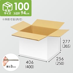 【宅配100サイズ】食品・飲料・酒類向けダンボール箱（400×250×265mm）3mm B/F 白C5×C5