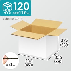 【宅配120サイズ】生活家電、AV機器、PC・周辺機器等向けダンボール箱（450×330×380mm）3mm B/F 白C5×C5