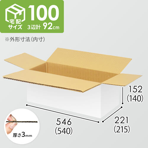 【宅配100サイズ】生活雑貨、家具、インテリア向けダンボール箱（540×215×140mm）3mm B/F 白C5×C5