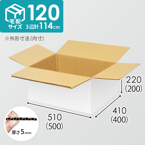 【宅配120サイズ】化粧品、医薬品向けダンボール箱（500×400×200mm）5mm A/F 白C5×C5