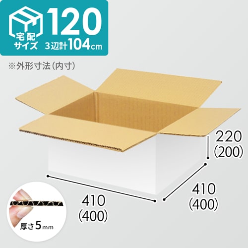 【宅配120サイズ】化粧品、医薬品向けダンボール箱（400×400×200mm）5mm A/F 白C5×C5