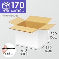 【宅配170サイズ】化粧品、医薬品向けダンボール箱（600×470×500mm）5mm A/F 白C5×C5